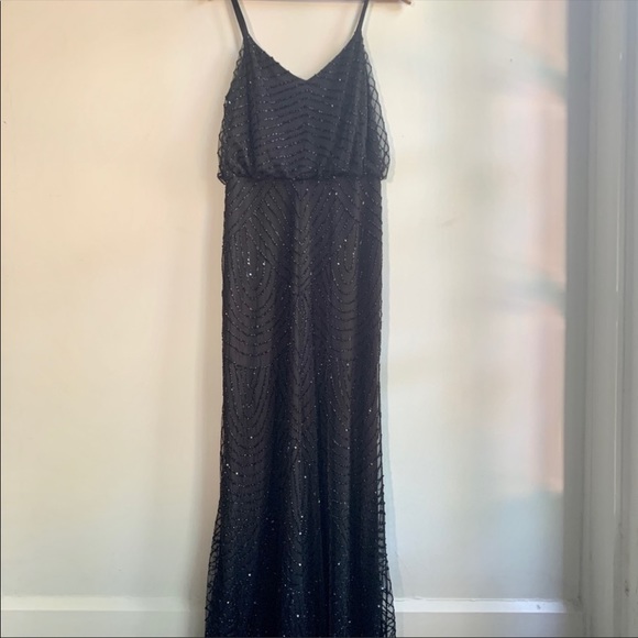 Adrianna Papell Blouson Black beaded long Dress - Picture 10 of 12